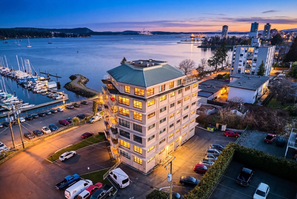 picture of a modern condo with an ocean view